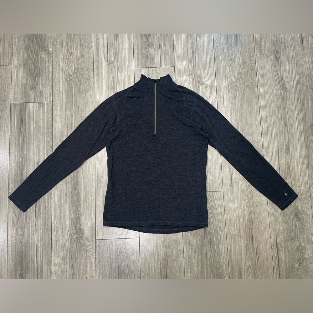 Smartwool Men's Merino Wool Base Layer‎ Grey 1/4 Zip Top Size Large